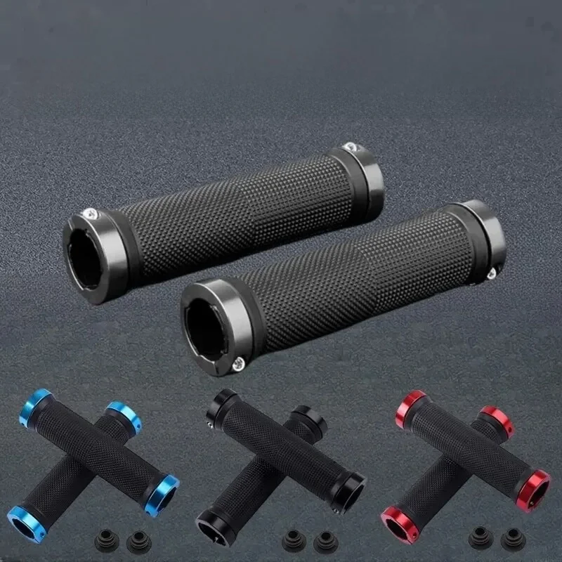 AliExpress NONE Bicycle Rubber Grips Alloy Lock Non-Slip Rubber Bicycle Handlebar Grips Double Aluminum Lock on Locking Bicycle Handlebar Grips