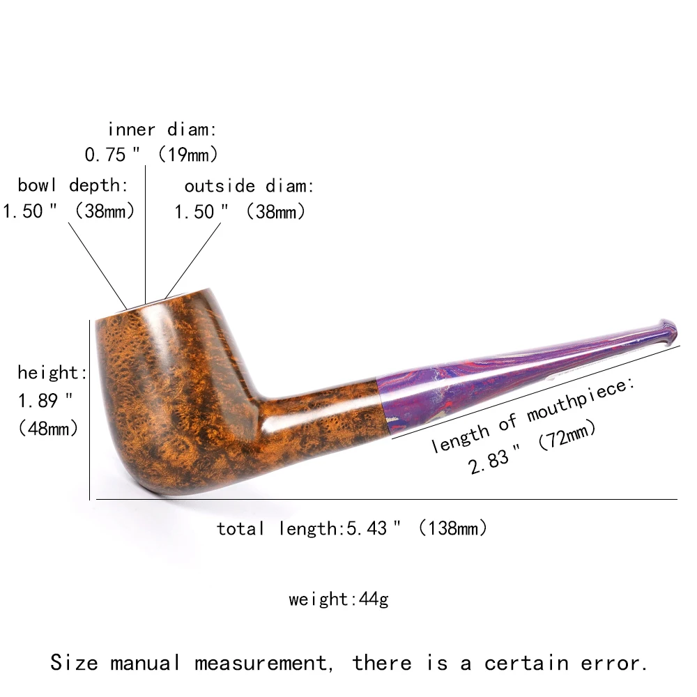 MUXIANG Handmade Briar Tobacco Pipe Freestyle Solid Wood Pipe Cumberland Colored Pipe Tip Father\'s Day Gift