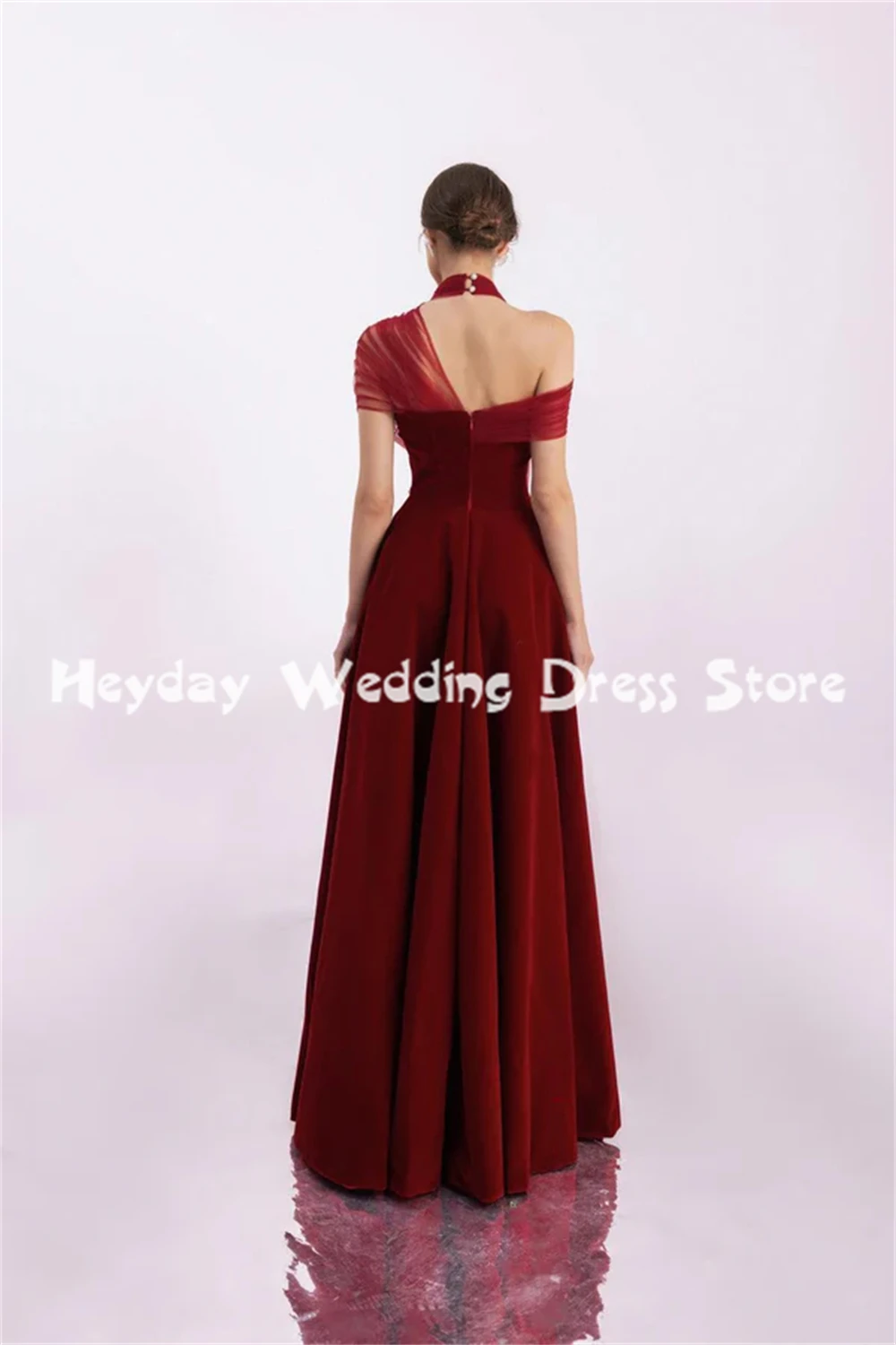 Heyday Women's Velour Halter Beaded A Line Pleats Evening Dresses With Sleeveless Floor-Length Formal Elegant Dresses 2025