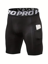 Men's Compression Shorts with Pocket Spandex Running Sport Athletic Workout Performance Underwear