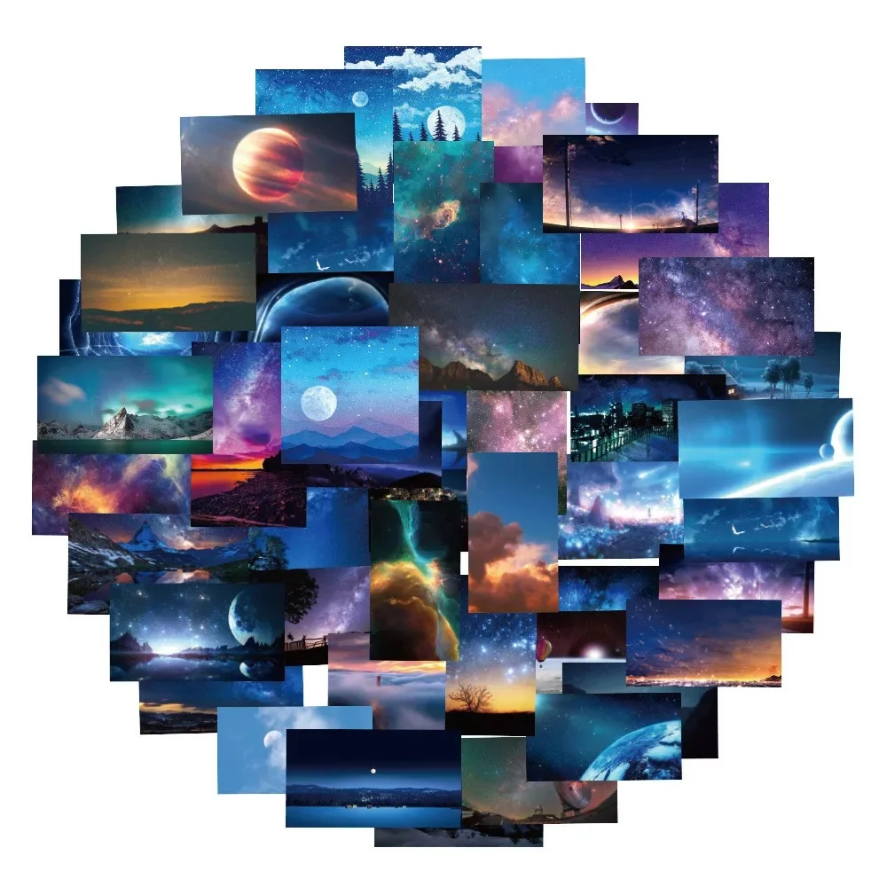AliExpress None 60PCS Cartoon Cloud Starry Sky Aurora Graffiti Stickers for Helmet Bicycle Hand Account Pencil Case Decals LanLanStickersWorld