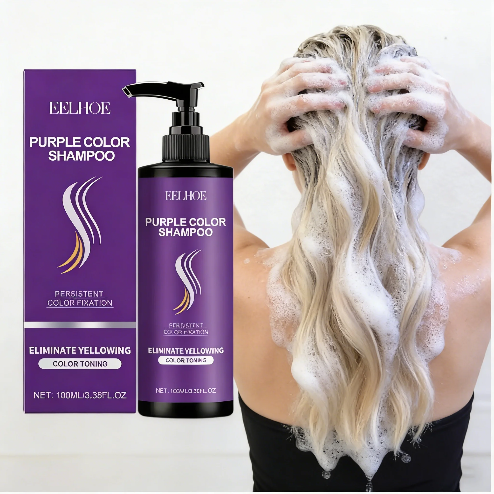 

EELHOE Purple Color Shampoo Blonde Hair Color Fix Fading Yellow Remedy for Gray Hair Cover After Professional Hair Bleach Shampo