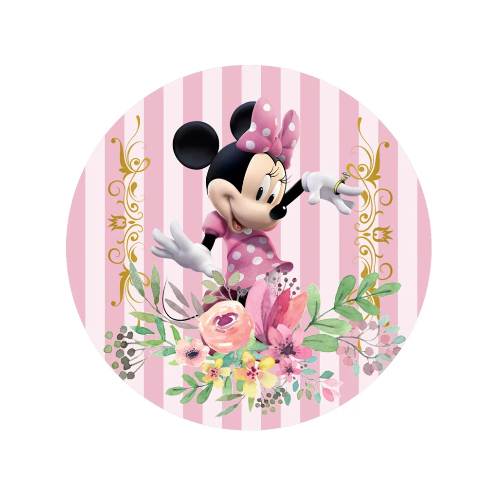 Disney Minnie Baby shower Birthday Party Dessert Pedestal Plinth Cylinder Cover Circle Round Backdrop Cover