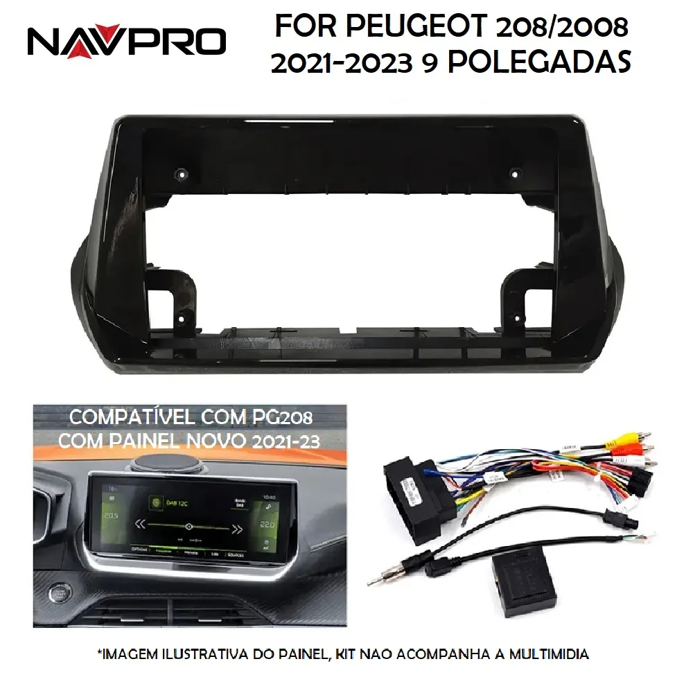 FOR PEUGEOT 208 2021-2023 Frame and connecting cables for central installation 9 