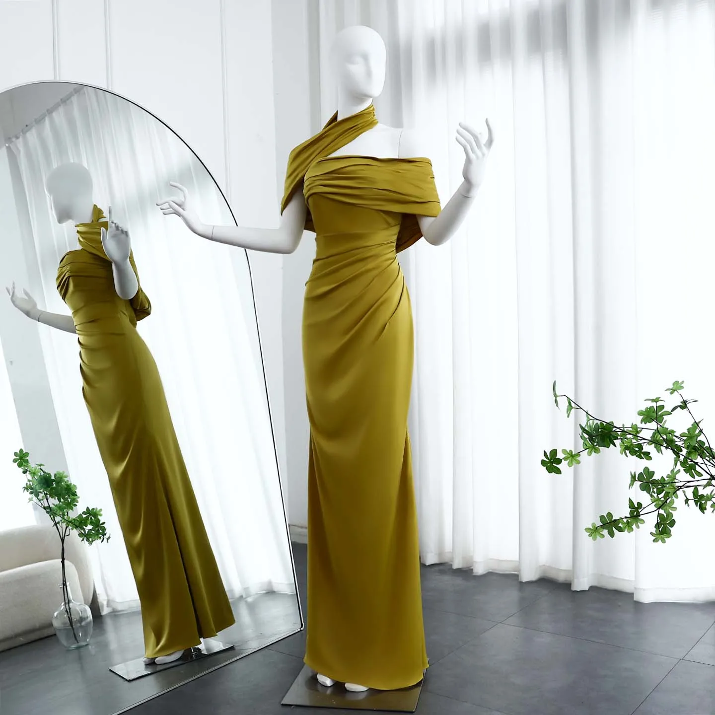 Sharon Said Dubai Halter złota suknia wieczorowa na jedno ramię elegancka syrenka arabska dla kobiet ślubne suknie wizytowe SF053 dostosowane