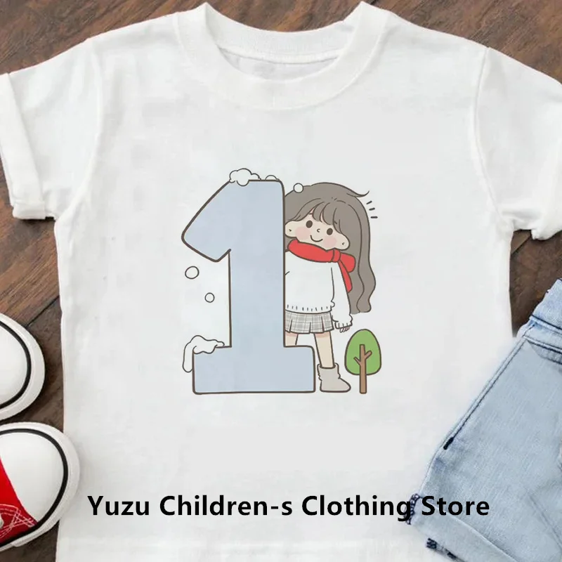 Original T-Shirt Birthday No. 1-9 Cartoon T-Shirt Anime Manga Children's Casual Wear T-Shirt Children's Girl Boys Top