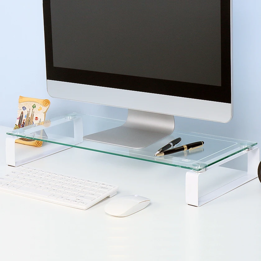 (LETO) Leto reinforced glass computer monitor stand pedestal LMS-G01