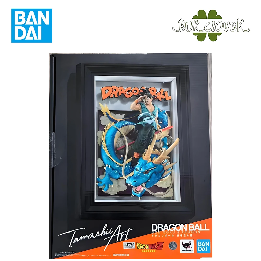 

BANDAI Original Tamashii Art Series DRAGON BALL SON GOKU & DRAGON Anime character figurines Picture frame desktop Decorations