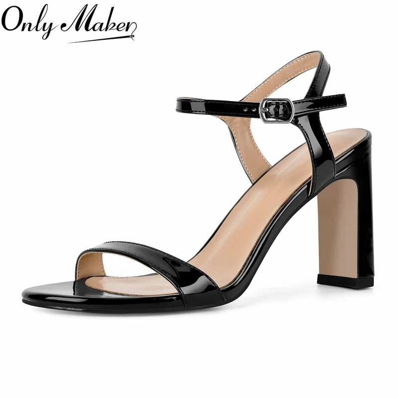 

Onlymaker Women Round Toe Ankle Strap 9CM Square Thin High Heels Party Dress Shoes Office Hollow Sexy Designer Fashion Sandals