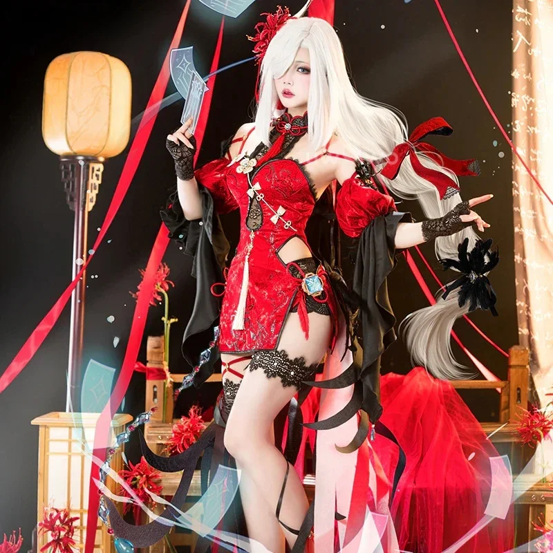 Auf Lager uwowo Genshin Impact Shenhe Frost blume Tau neue Outfits Laterne Ritus Cosplay Kostüm