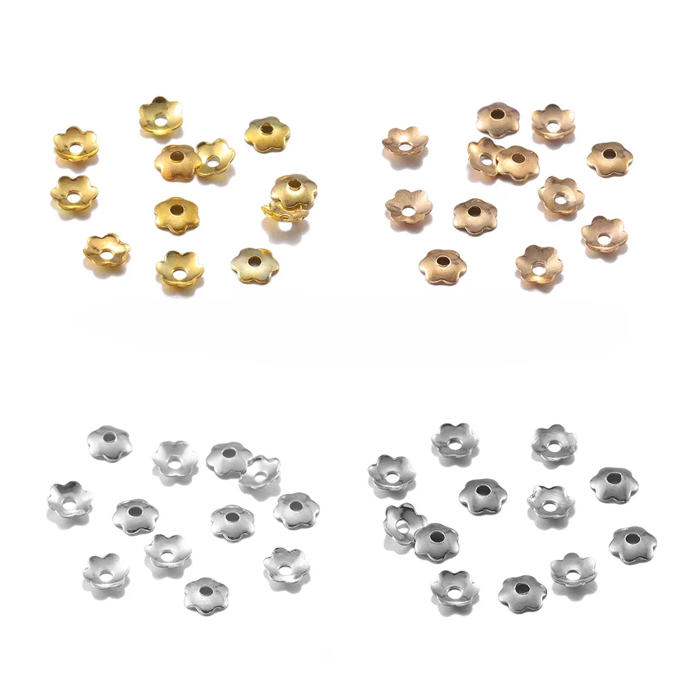 1000szt 4mm Kwiaty Filigranowe Charms Beads Cap Mini Petal Spacer Beads Cups Bulk End Caps For Jewelry Making Supplies Wholesale — zdjęcie 2