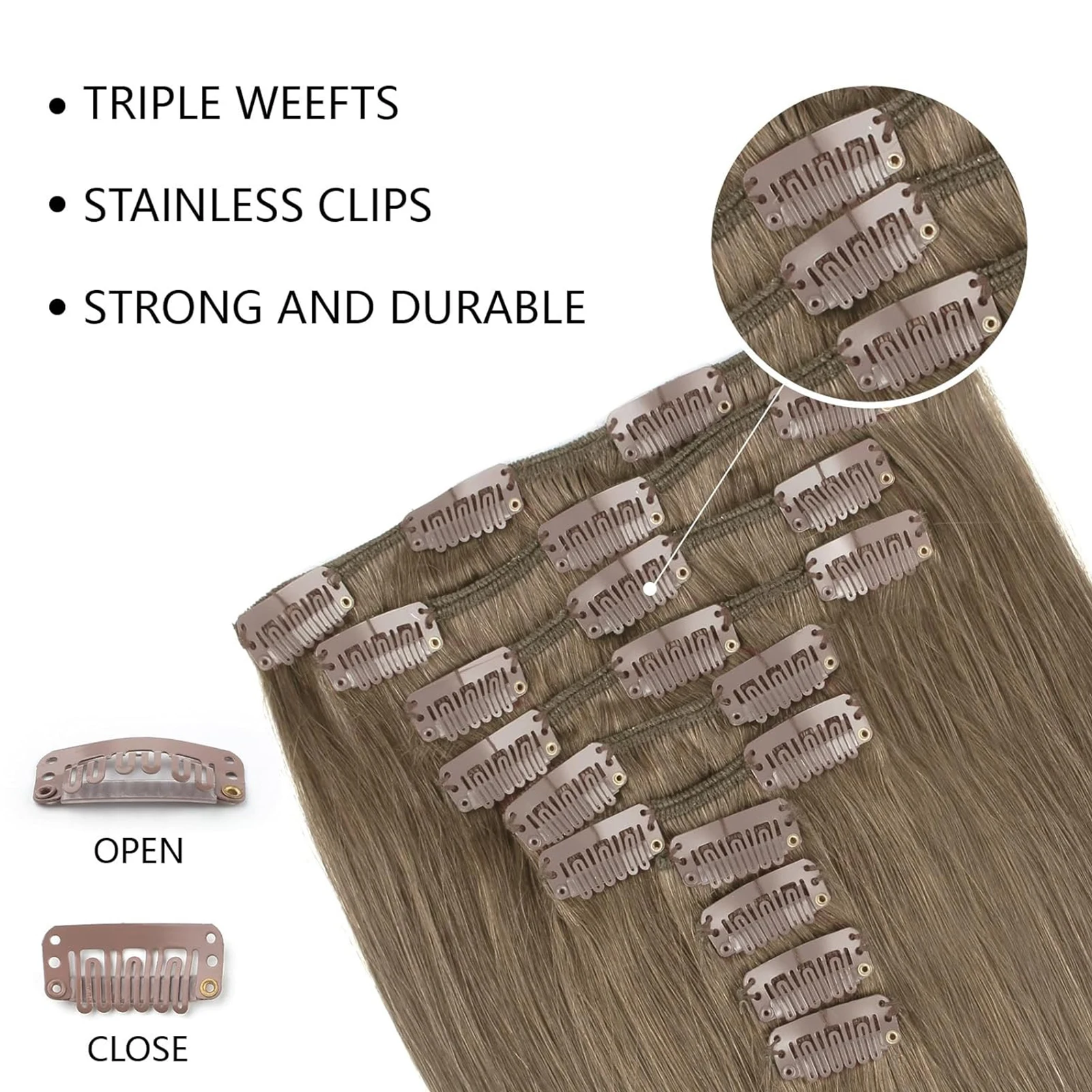 Заколки для наращивания волос Sixstarhair, 10 шт., 160 г и 220 г/упак., 20 футов, 22 дюйма, натуральные, 100 зажимов для наращивания человеческих волос для женщин