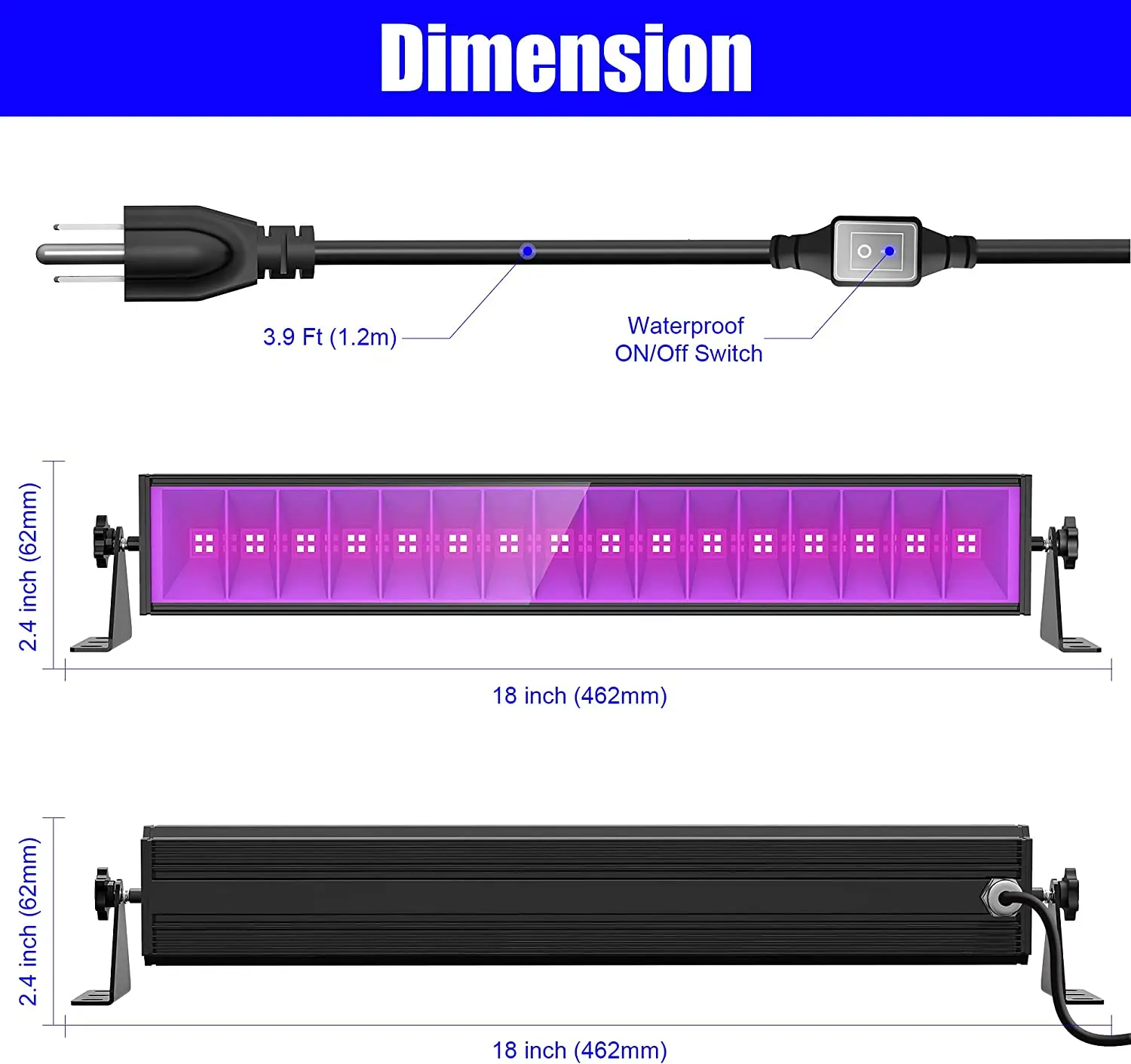 Imagem -06 - Iluminação de Palco Impermeável com Interruptor Ligado e Desligado uv Black Bar Light Decoração de Natal Anos de Garantia Ip65 80w