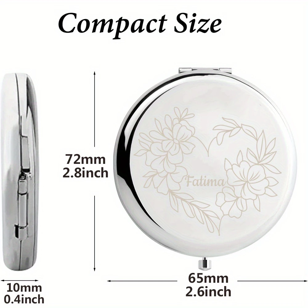 Personalized Compact Folding Pocket Mirror with Custom Name, Daily Cosmetic Gift for Sister, Holidays, Graduation and Parties