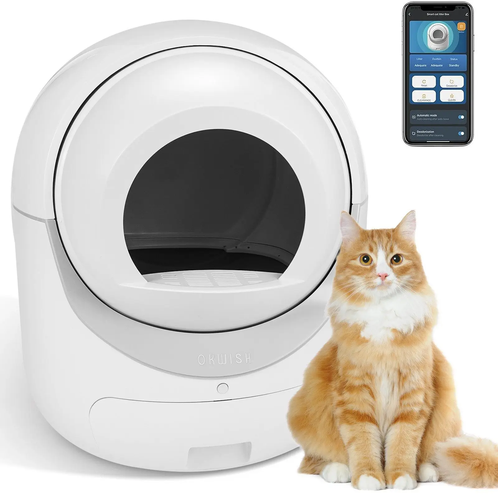 Katzentoilette Automatische, selbstreinigende Katzentoilette mit APP-Steuerung，selbstreinigend