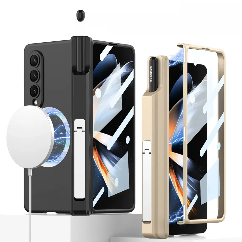 Etui do Samsung Galaxy Z Fold 6 7 4 Magsafe Bezprzewodowe Ładowanie Magnetyczne Zawias Uchwyt na Rysik Podstawka z Folią Ochronną do Z Fold5 Fold3 — zdjęcie produktu 7