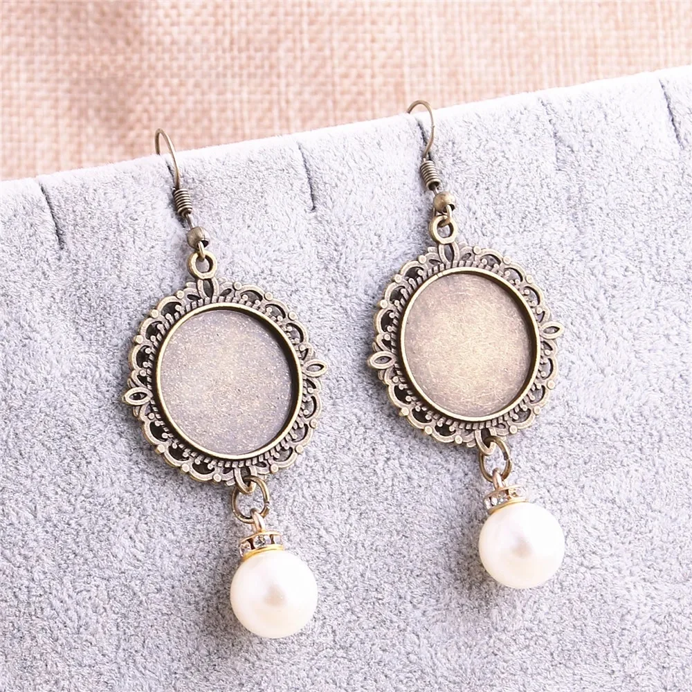 PULCHRITUDE metalu modne kolczyki wisiorek 8 sztuk/partia Cabochon baza Fit okrągły o średnicy 20mm ręcznie wykonane Diy tworzenia biżuterii C1227 — zdjęcie 2