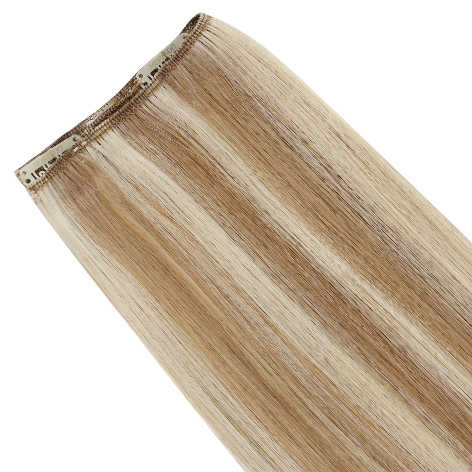Moresoo Clip in Hair Extensions 100% Real Human Hair Brazilian Hair Natural Straight Double Weft Full Head Clip in Human Hair