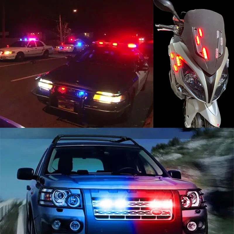 2 pièces LED lumières voiture stroboscopique Police lumières d'avertissement de sécurité d'urgence lampe assemblage 12V voiture motos clignotant Auto accessoires