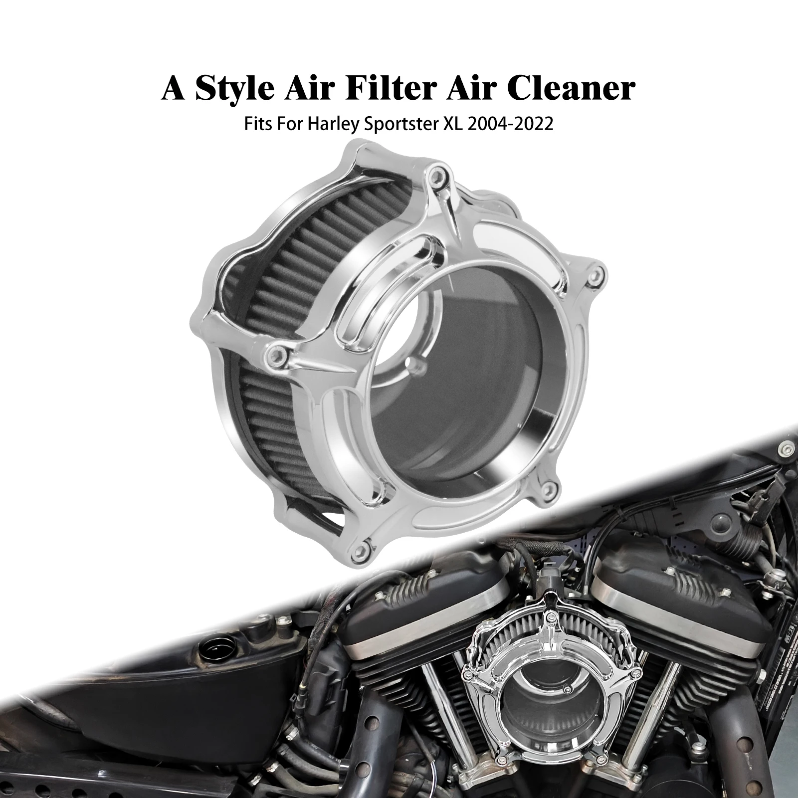 

Motorcycle High Flow Clarity Air Filter Cleaner For Harley Sportster Iron 883 XL883 XL1200 48 2004-2022