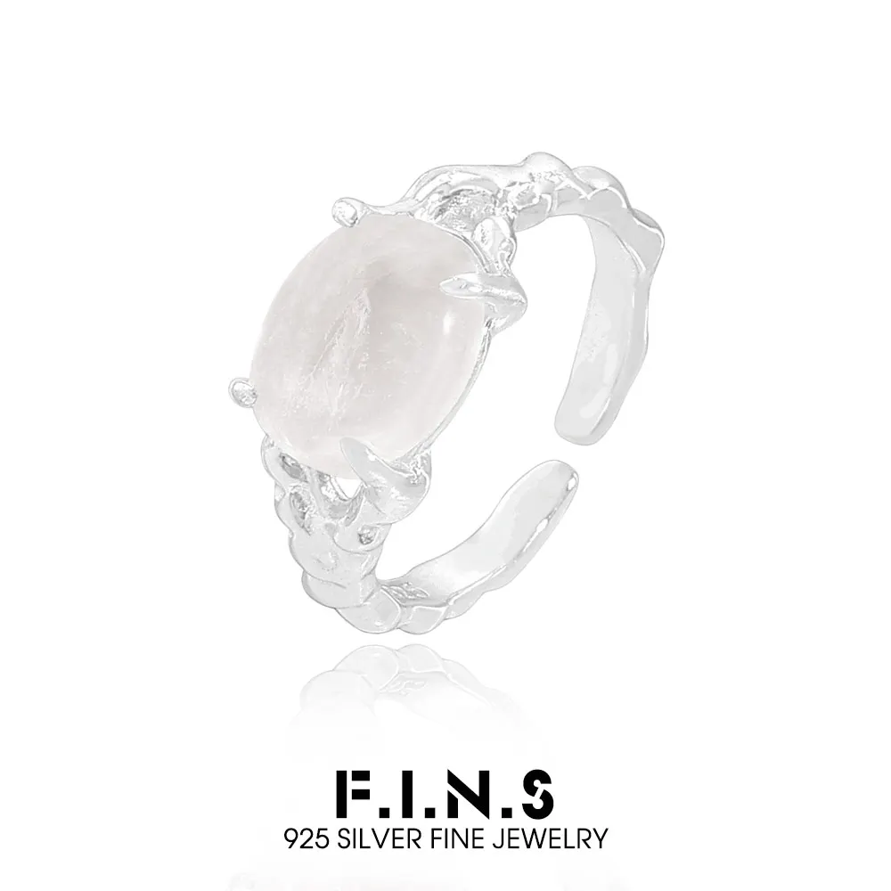 

Оригинальное роскошное кольцо F.I.N.S из натурального кристалла и серебра 925 пробы, с текстурой «морщинки», регулируемое, для указательного пальца, ювелирное изделие