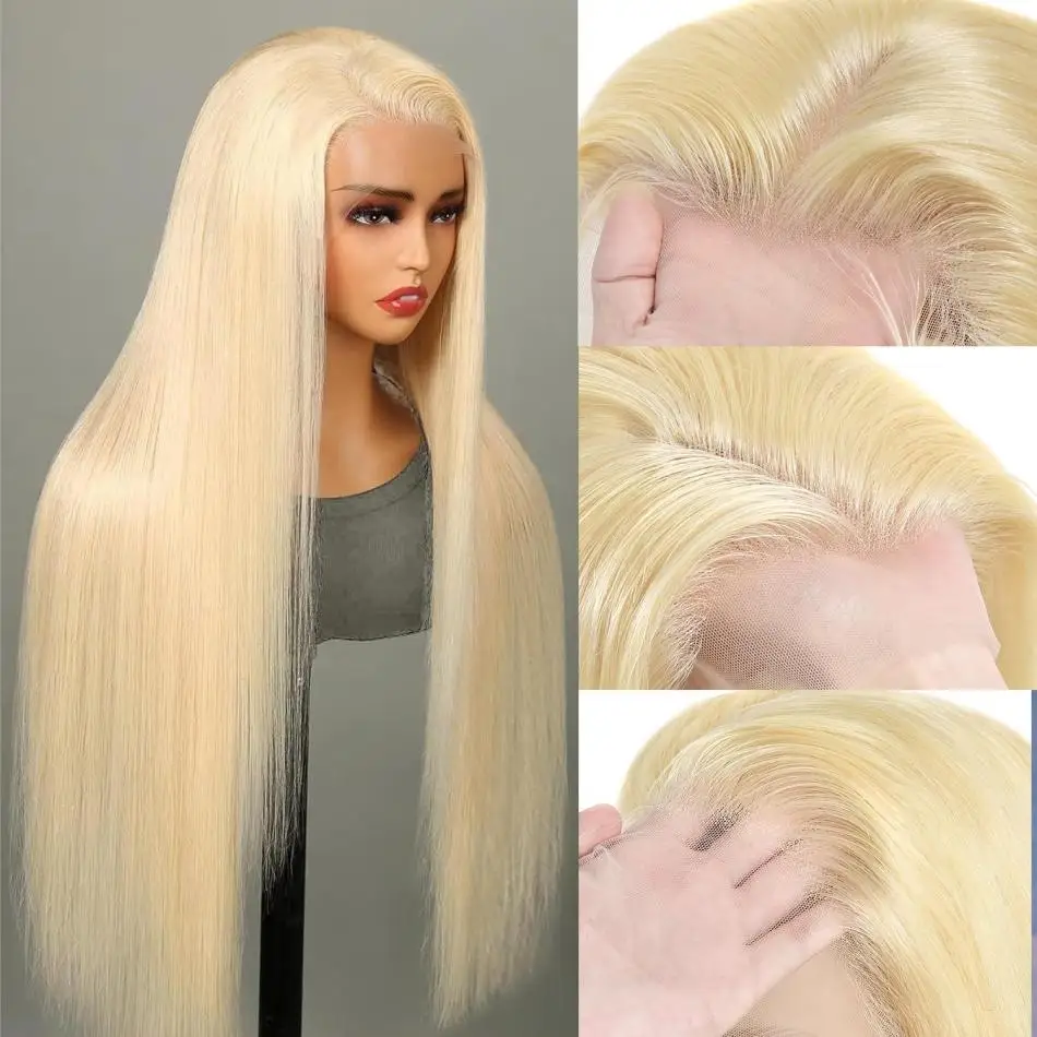 Wig Frontal renda HD 613 13x6 rambut manusia pilihan lurus 30 40 inci Wig berwarna Pirang madu Brasil murah untuk pilihan wanita