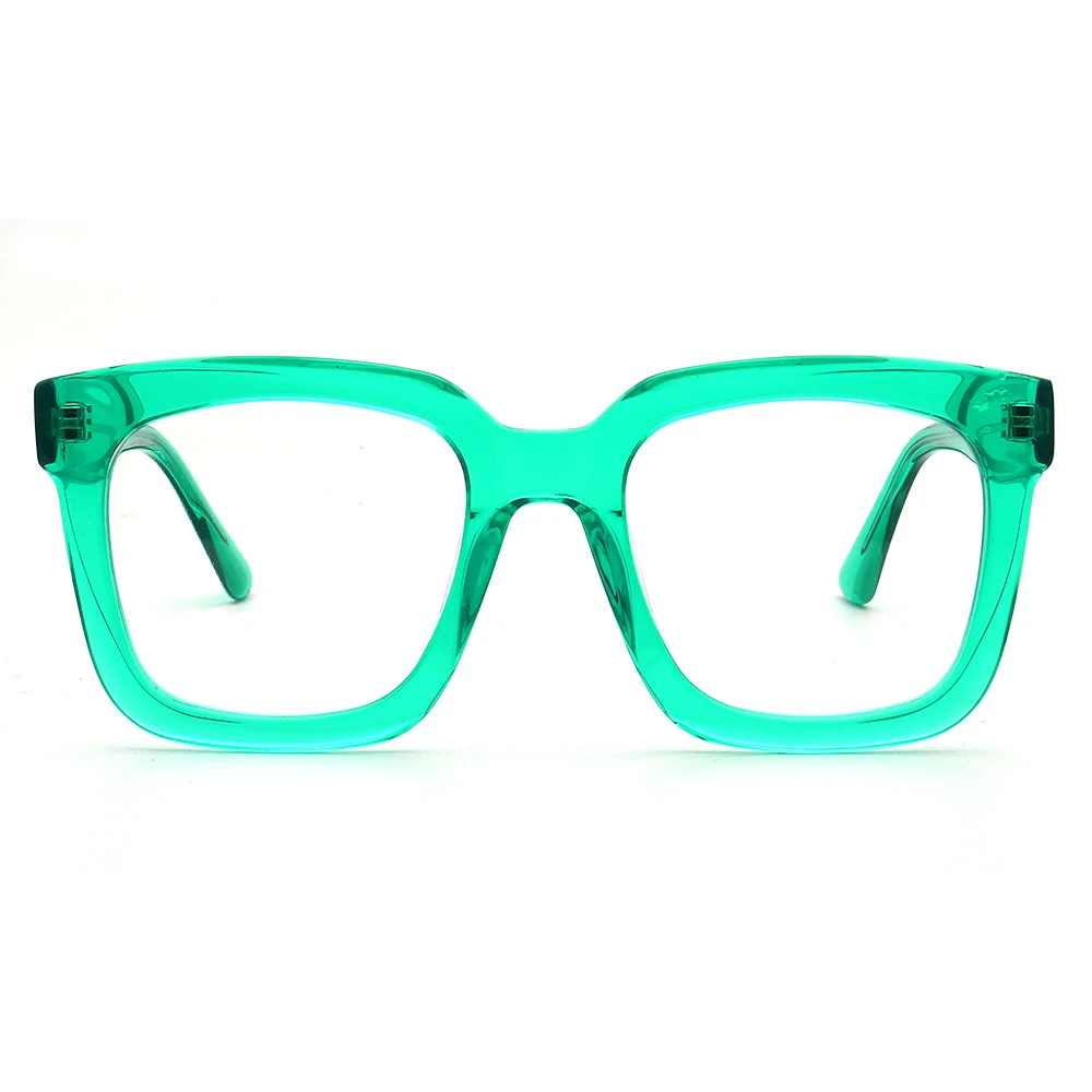 Trendy Men Square Eyeglasses Women Oversize Glasses Frames Optical Eyewear Green Bulky Prescription Spectacles Tortoise Clear