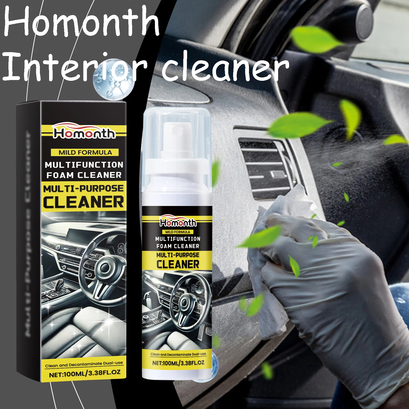 

Многоцелевой агент для чистки автомобиля, полировка салона, восстановление оригинального цвета и блеска, удаление стойких пятен, очиститель салона