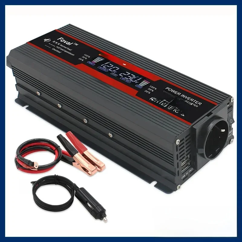 Omvormer 1500 W/2000 W/2600 W LCD-scherm DC 12 V naar AC 220 V Solar 2 USB Auto Transformator Converteren EU Socket Gemodificeerde Sinus - afbeelding 2