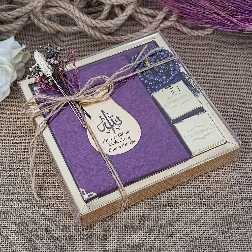 

GREAT GIFT Mevlüt gift package My Dear Mom Special Luxury Islamic Gift Set - Purple and Green.