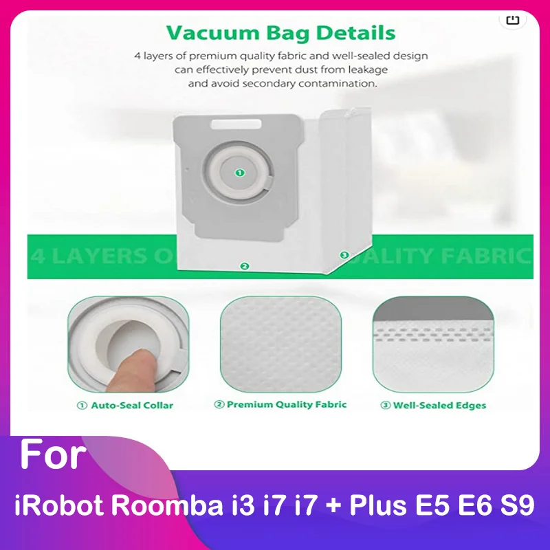Staubbeutel für iRobot Roomba i3 i7 i7 + Plus 7550 i8 8150 i4 i6 j7 7150 E5 E6 S9 plus Robotic Reiniger Zubehör Ersatzteile Kits