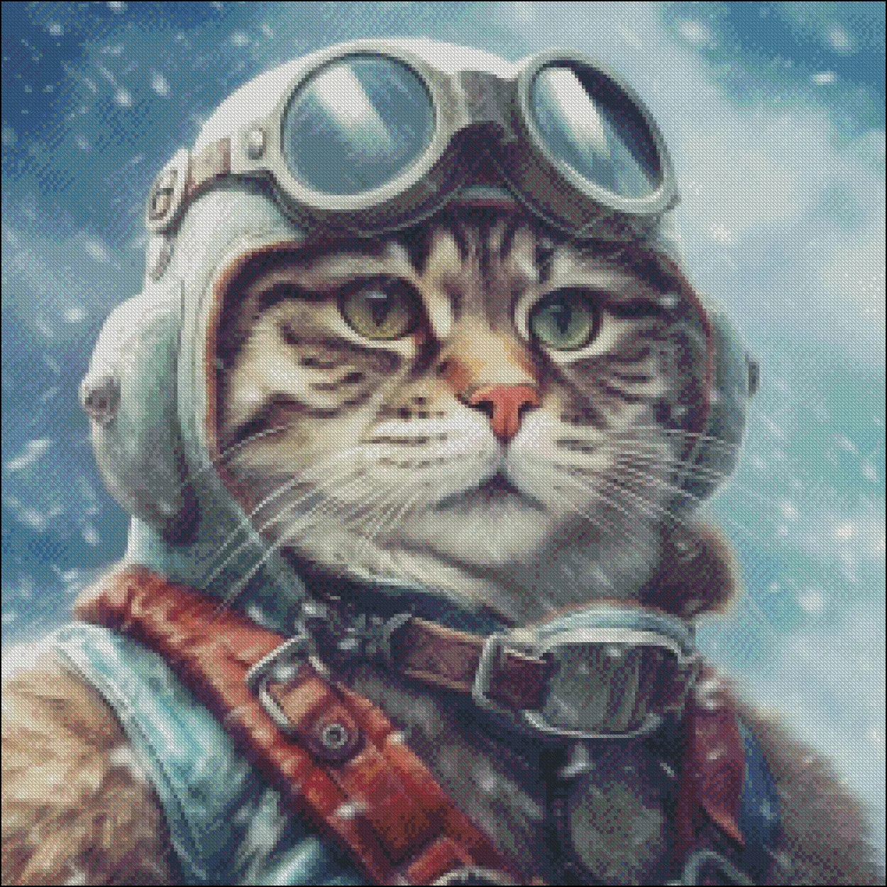 Cat Pilot 2 - Counted Cross Stitch Kits - DIY Handmade Needlework Embroidery 14 CT Aida Cross Stitch Sets DMC Color