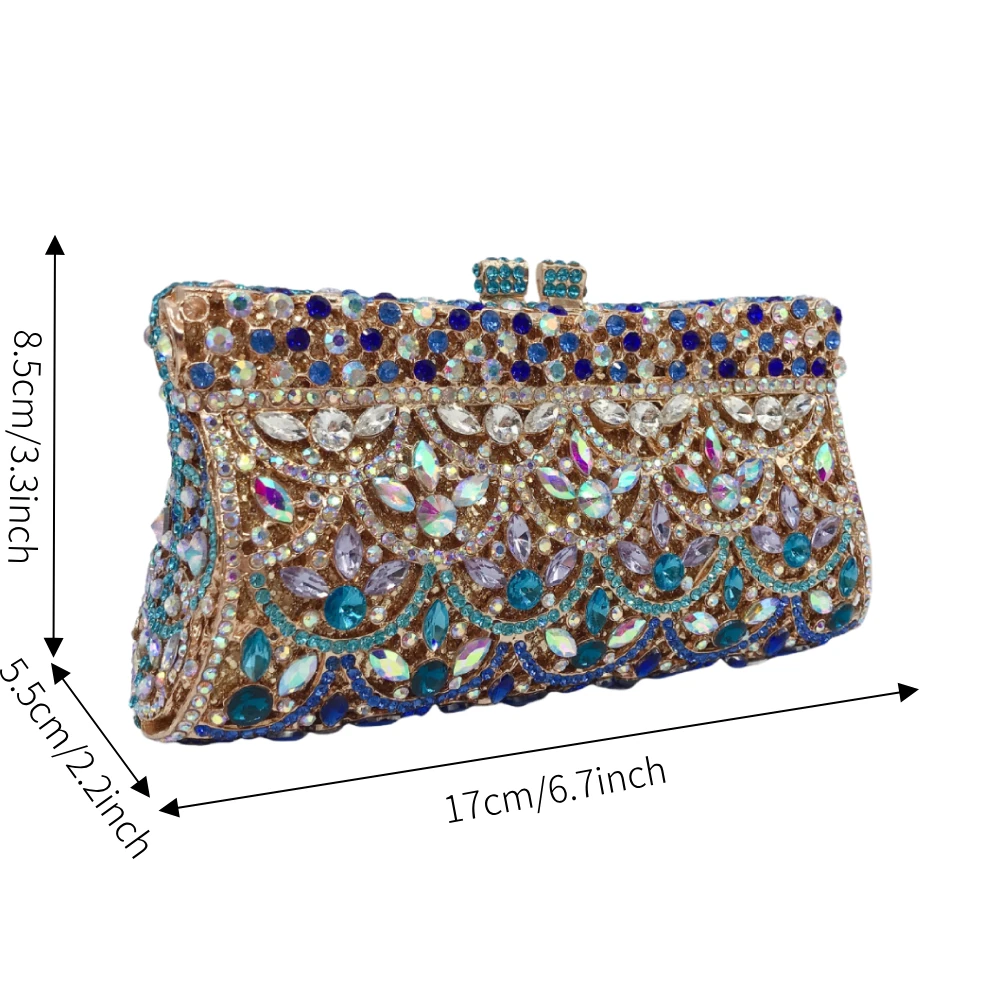 Women Luxurious Rhinestone Evening Bag Party Diamond Clutch Purse Sparkly Handbag for Wedding Banquet - view 2