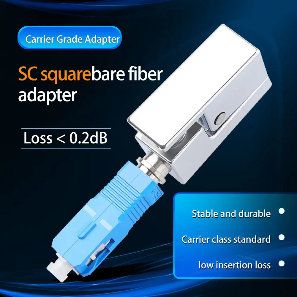 SC Square Bare Fiber Adapter Pigtail 125um Cable Connector FTTH Tools Fiber Equiment Low Insertion Loss OTDR Test Coupler