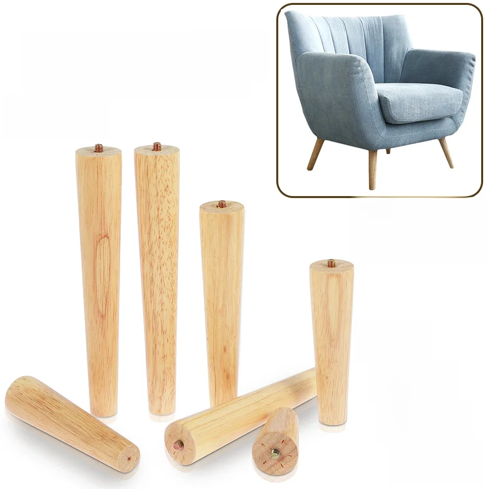 4/8 Stuks Houten Meubelpoten 8/15/20/25 Cm Schuine/Rechte Tafelvoeten Antislip Stoel Voeten Met Accessoire Beschermende Pad Voor Bank