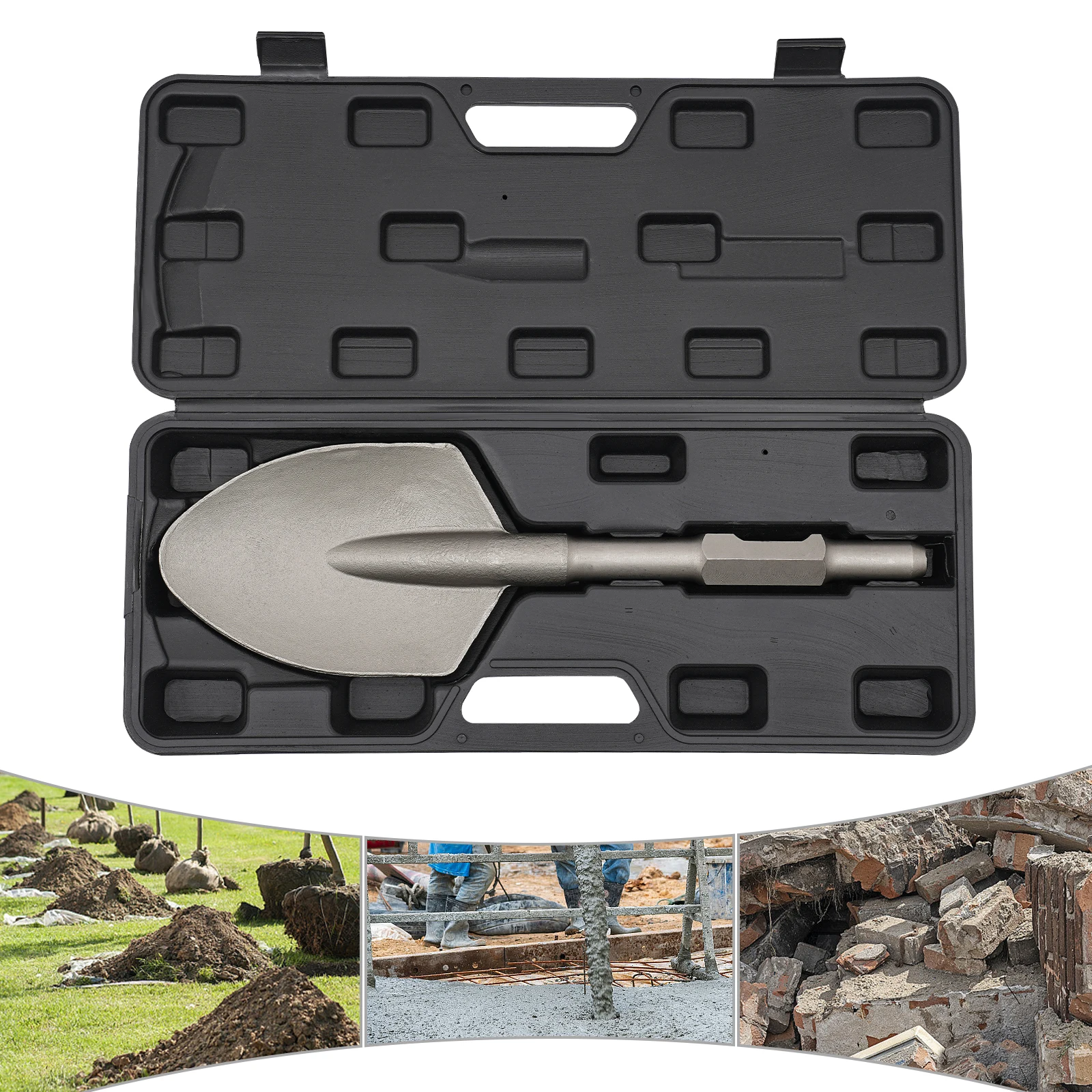 

Silver 40Cr Hex Shank Demolition Hammer Clay Spade Shovel Chisel For Demolition Hammers Removal of Concrete and Masonry