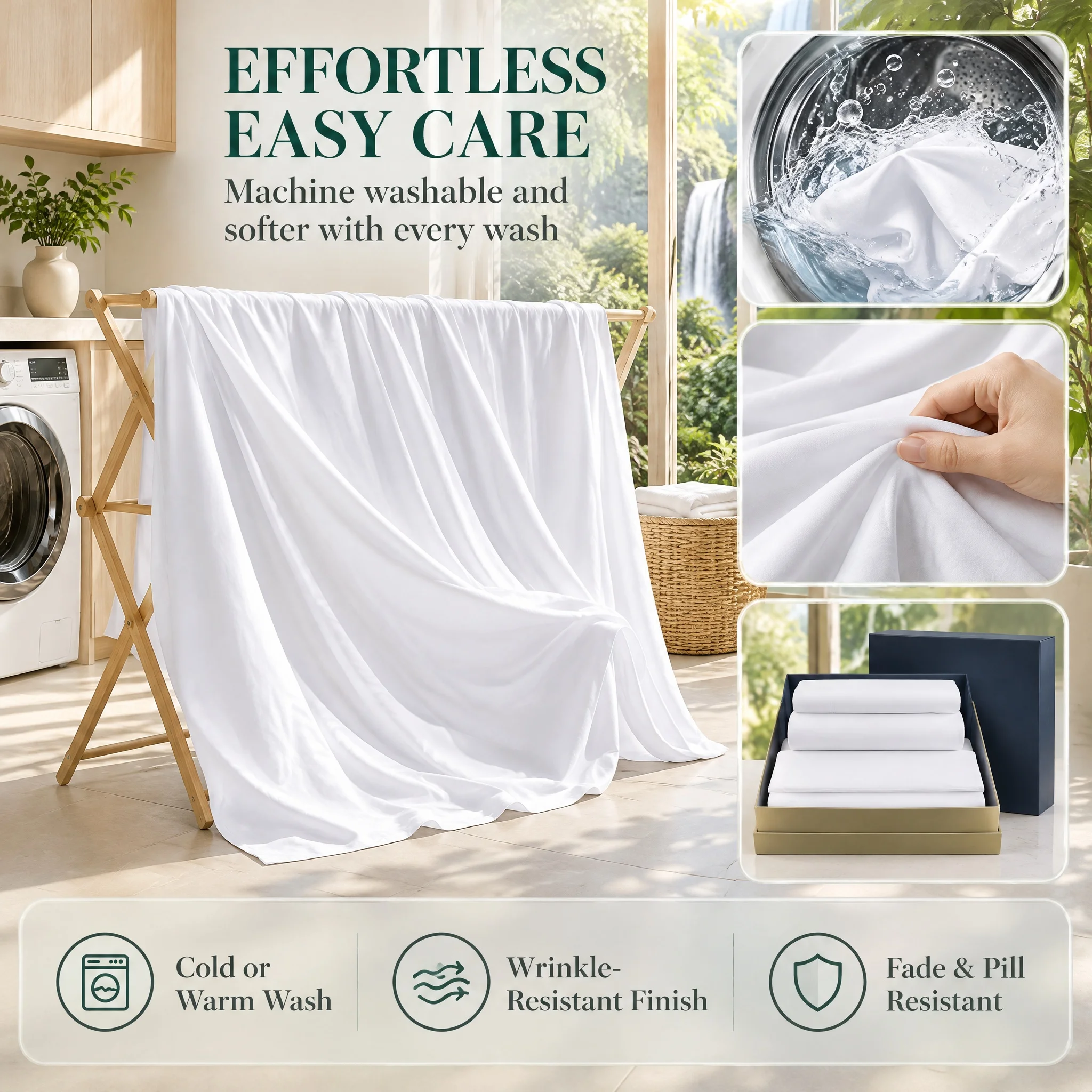 4-Piece Bed Sheet Set, Twin Full Queen King Size, Ultra Smooth Premium Bed , Deep Pocket Fitted Sheet with Flat Sheet & Pillowcases, Wrinkle Resistant for Elegant Bedroom Decoration