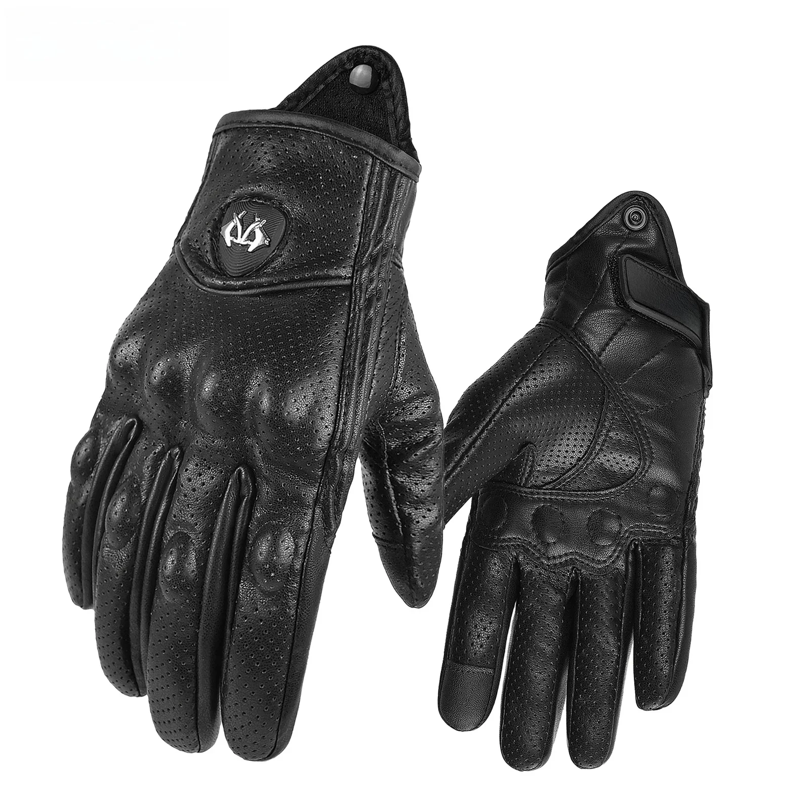 AliExpress MJMOTO Retro Motorcycle PU Leather Gloves Vintage Men Women Protective Touchscreen Motorbike Motorcross Cycling Guantes Moto Perforated