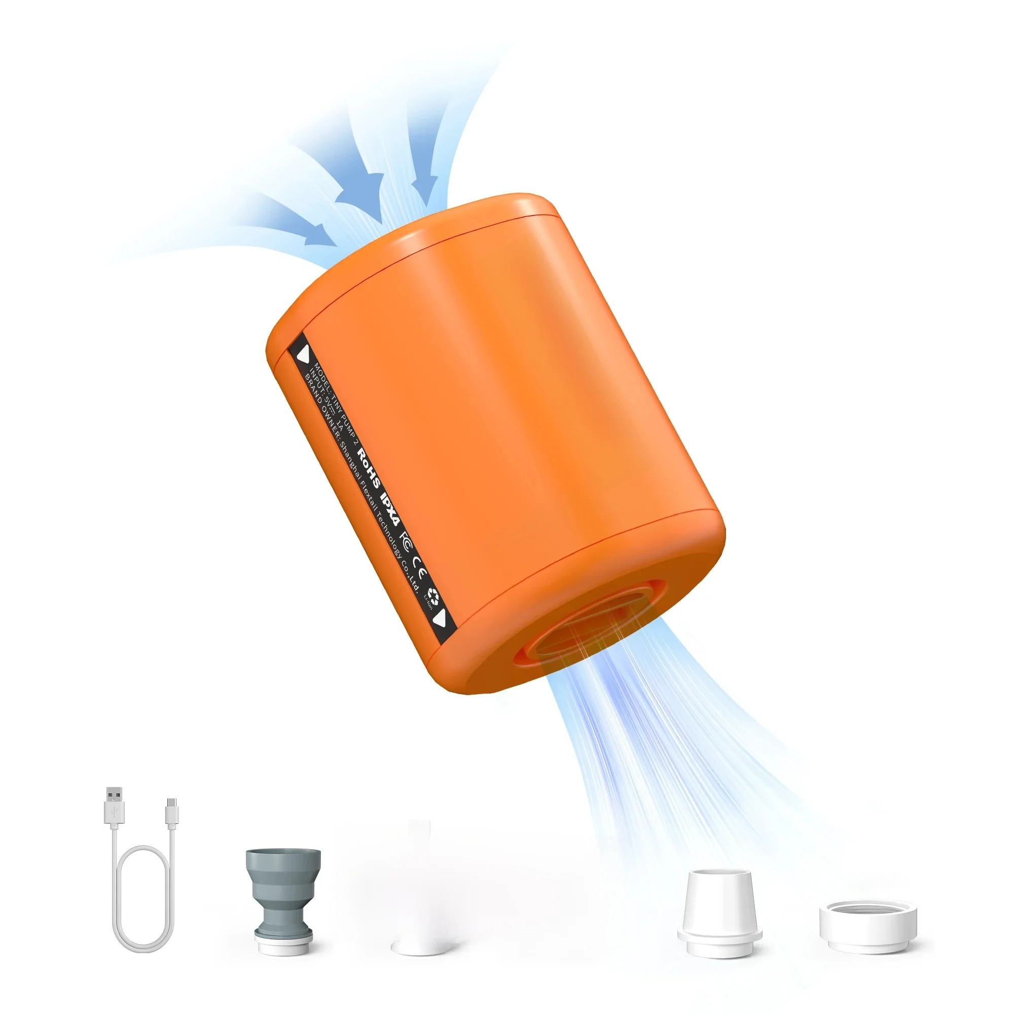 FLEXTAIL TINY PUMP 2 / 2X - 4kPa Elektrische Luftpumpe, tragbare Campingpumpe für Luftbetten, Schlafunterlagen, Poolschwimmer, Staubsaugerbeutel