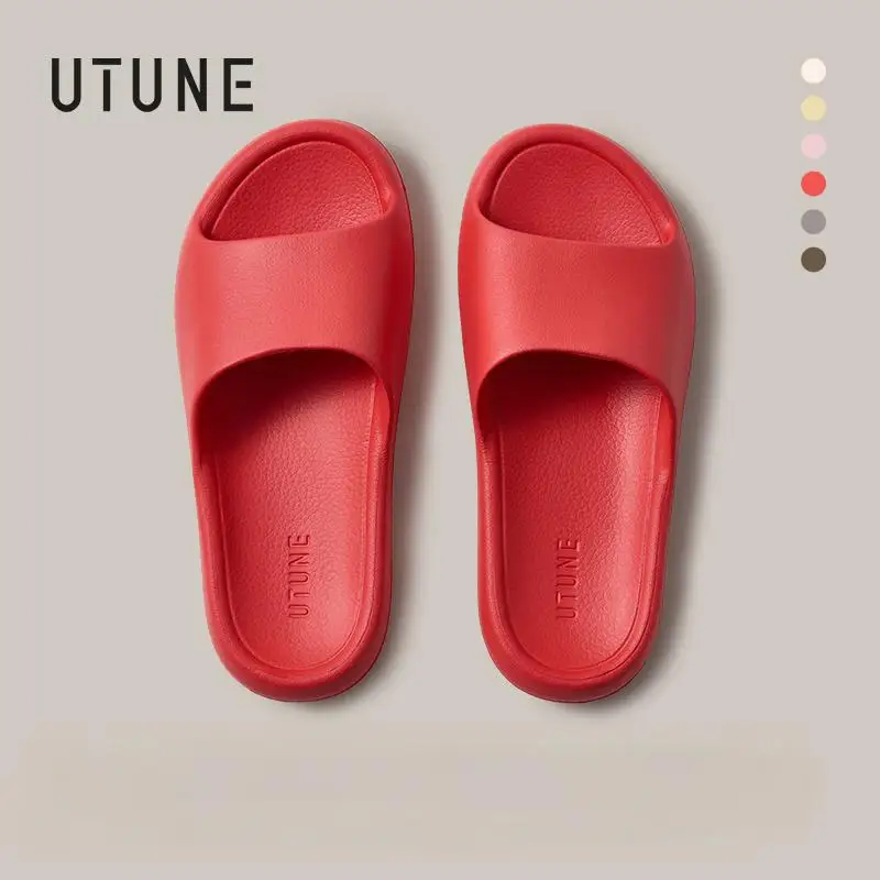 UTUNE Retro Slippers Woman EVA Light Soft Simple Home Indoor Slides Silent Anti-slip Specially Designed Comfortable Shoes