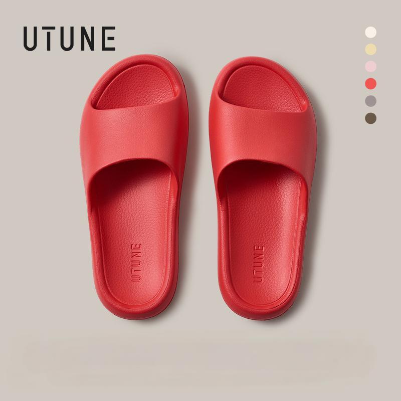  UTUNE Retro Slippers Woman EVA Light Soft Simple Home Indoor Slides Silent Anti-slip Specially Designed Comfortable Shoes 