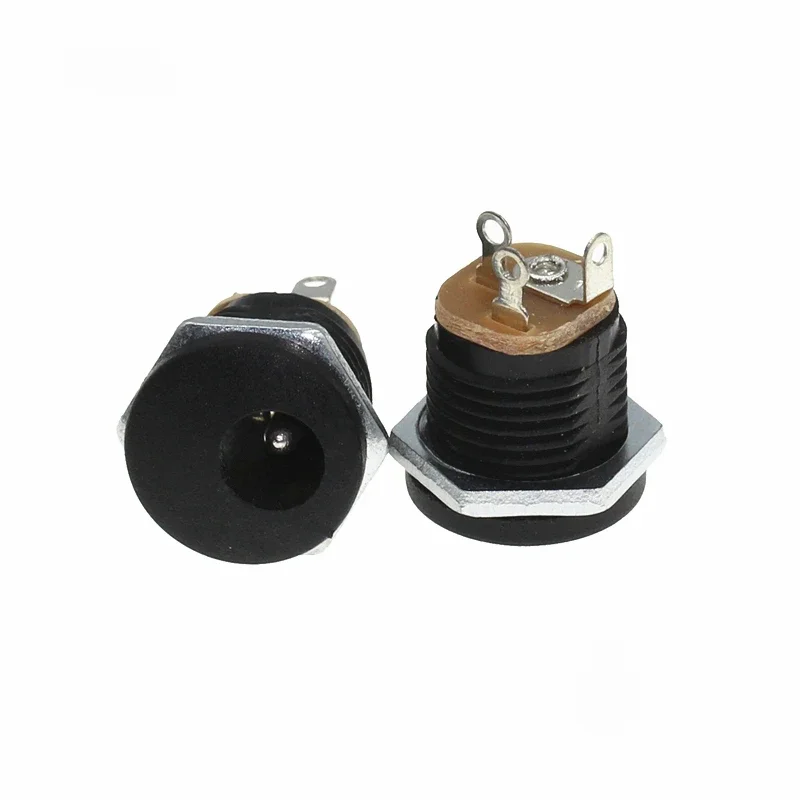 10 sztuk DC-022 5.5x2.1MM gniazdo zasilania prądem stałym 3 piny 5.5*2.5mm śruba nakrętka złącze DC 5.5*2.1 okrągły otwór gniazdo panelu interfejsu — zdjęcie 2