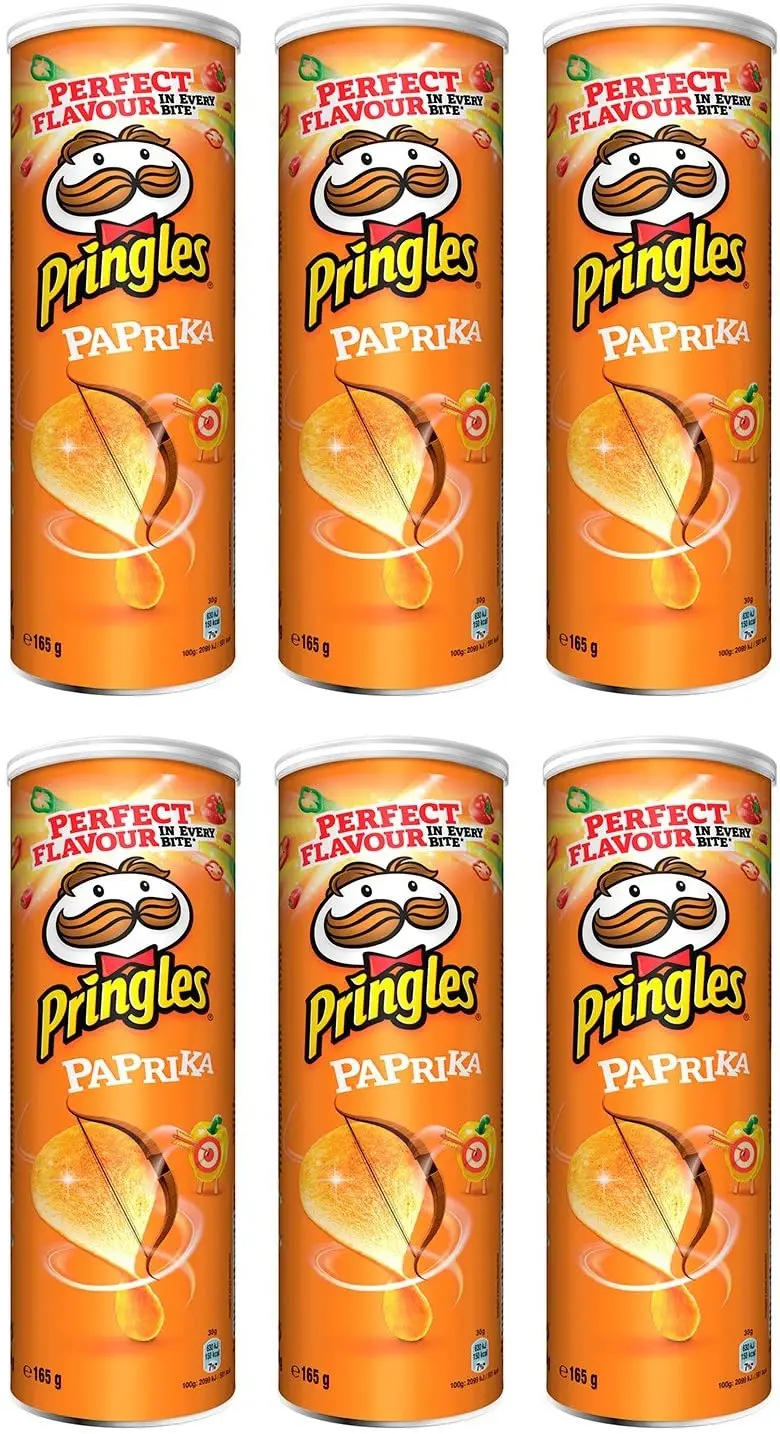 Pringles Potato Chips Box, Sabor Batatas fritas, 19 latas, 165 gramas Cada