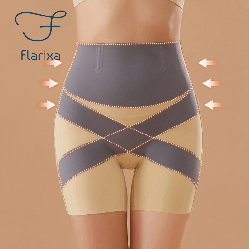 Flarixa Seamless High Waist Boxer For Women Belly Control Panties Hips Lift Body Shaper Tummy Slimming Underwear Safety Pants