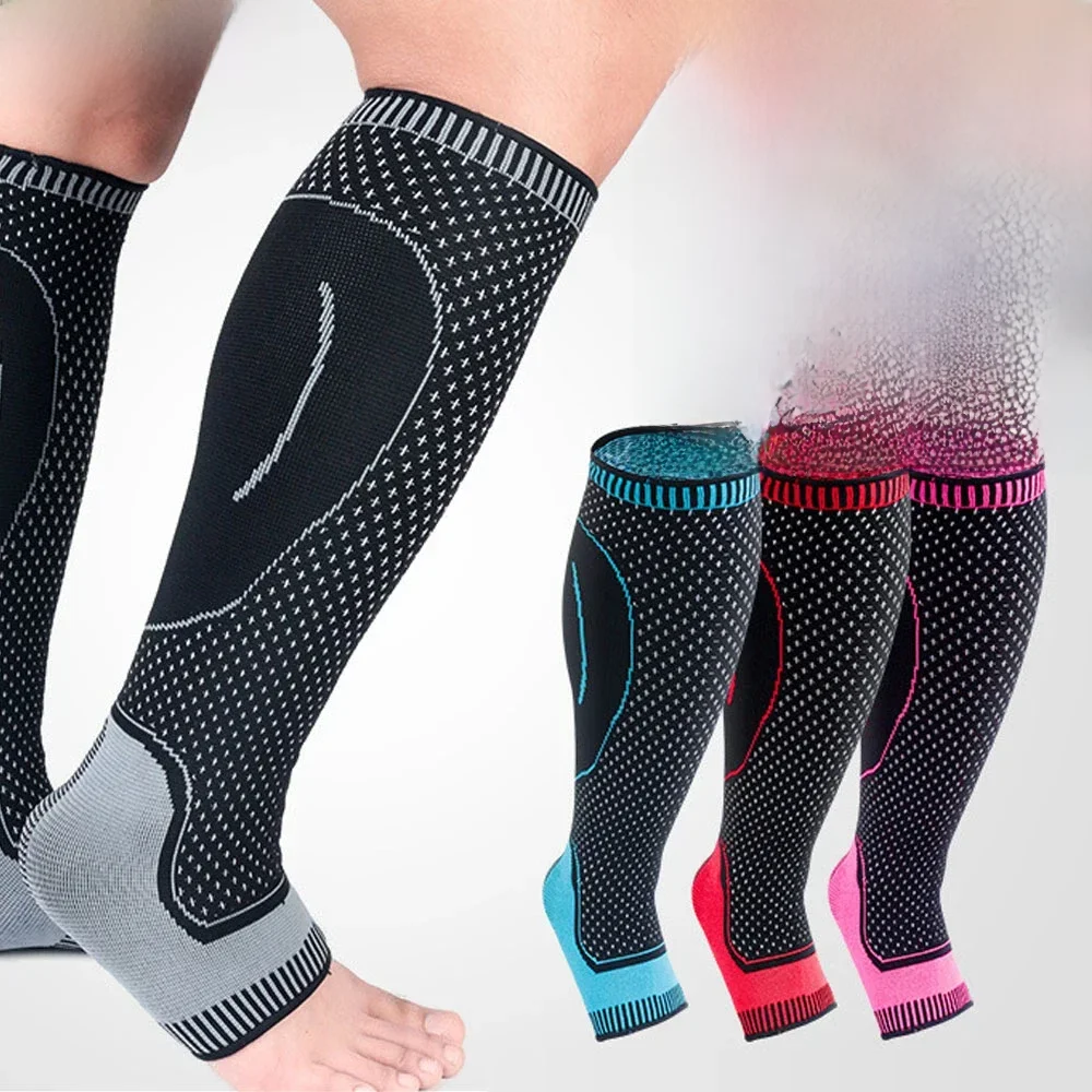 1 pièces femmes hommes Compression mollet manches soutien adapté pour la course basket-ball Protection mollet cheville chaussettes bout ouvert mollet chaussettes