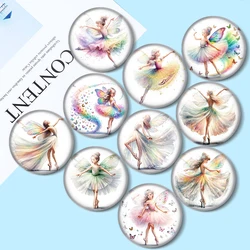 Ballerina Fairy 10pcs 12mm/18mm/20mm/25mm Round Photo glass cabochon demo flat back Making findings