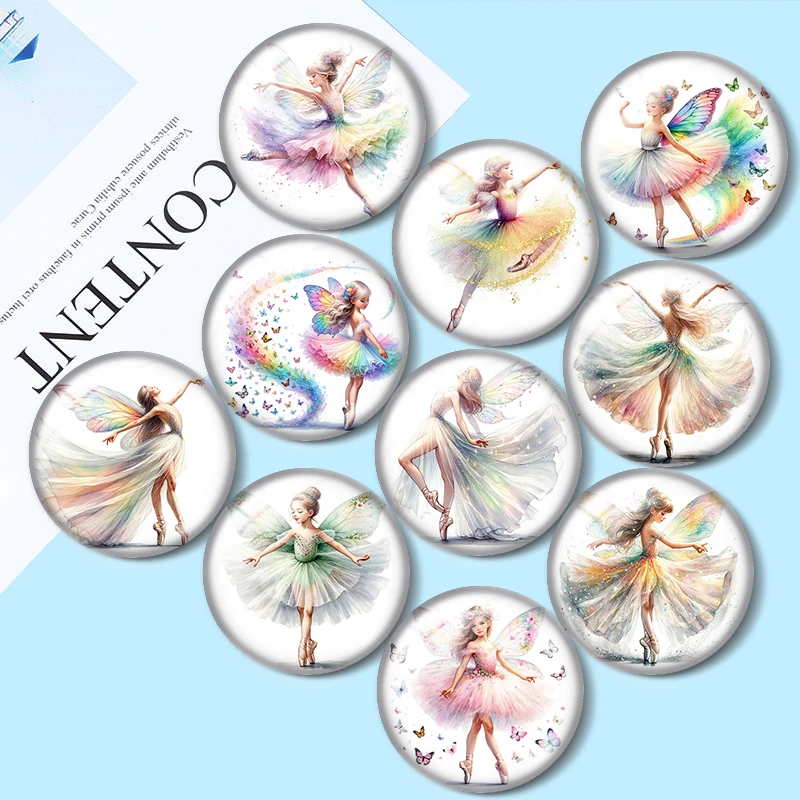 Balerina wróżka 10 sztuk 12mm/18mm/20mm/25mm okrągłe zdjęcie szklany kaboszon demo płaski tył dokonywanie ustaleń