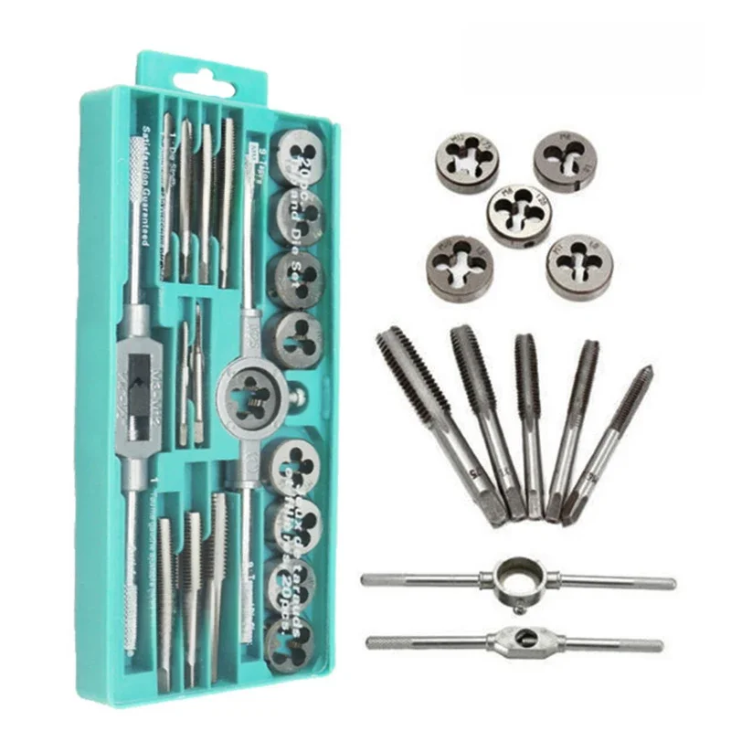 Multifunções Tap and Die Set, parafuso métrico, plugues de rosca, torneiras de parafuso manual,