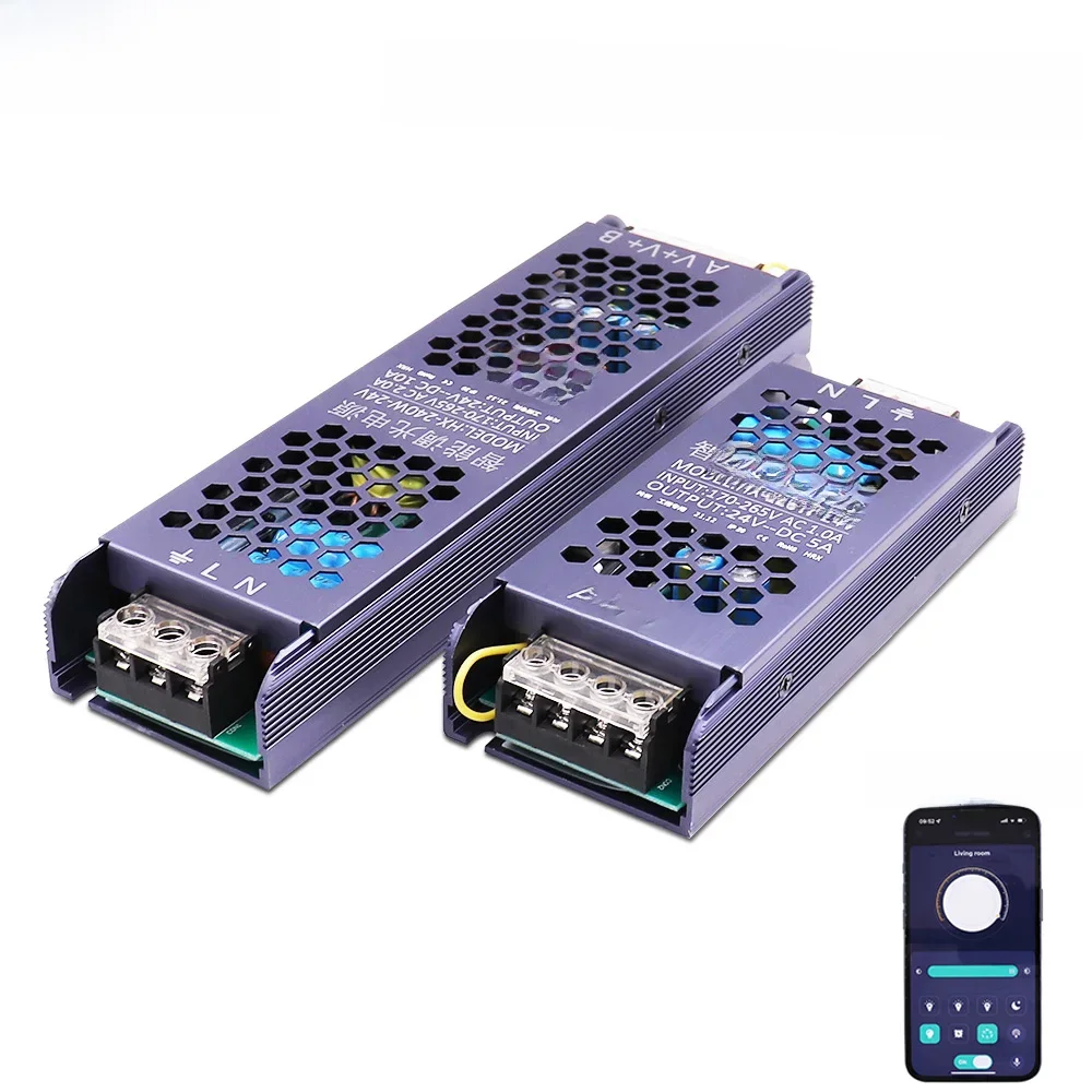 Dimmbares LED-Netzteil, 24 V, 200 W, 300 W, Bluetooth-APP-Steuertransformator, LED-Dimmer-Treiber für CCT-LED-Streifen