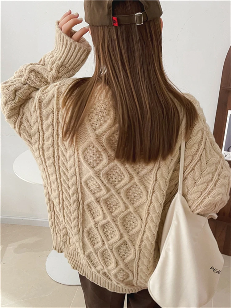 Colorfaith SW3191JX Y2K 2023 Pullovers Vintage Oversized Fashionable Knitted Elegant New Autunm Winter Women Sweaters Wild Tops